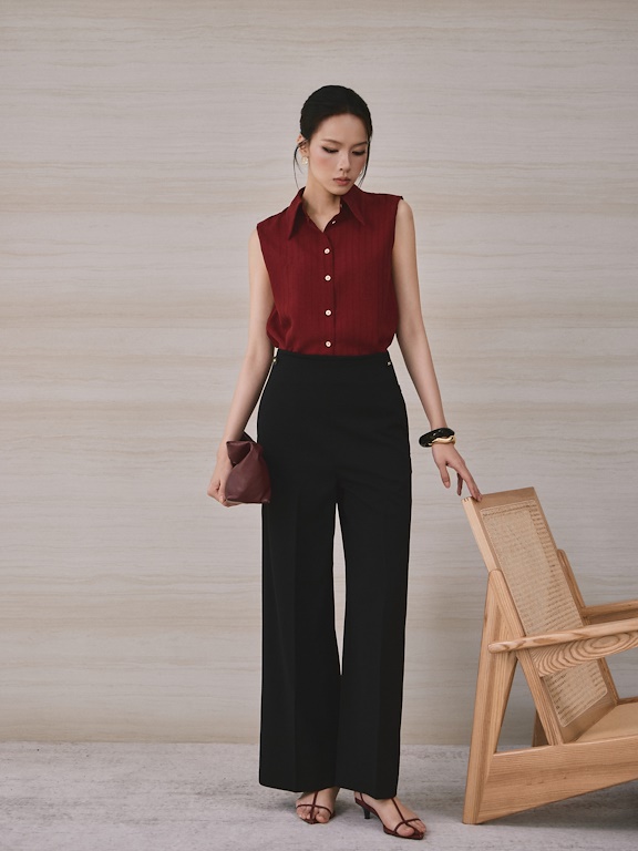 Quần ống dứng cạp trang trí cúc